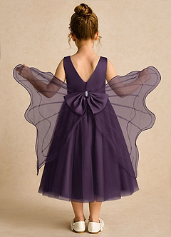 Azazie Pear Flower Girl Dresses Plum Ball-Gown Bow Tulle Dress image1