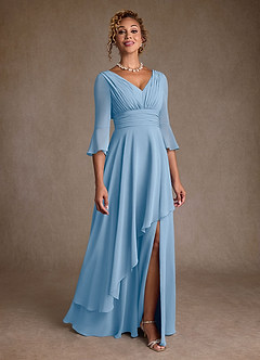 Azazie Eire Suknie dla Matki Panny Młodej Linia A Pofałdowany Szyfon Długość podłogi Sukienka image1