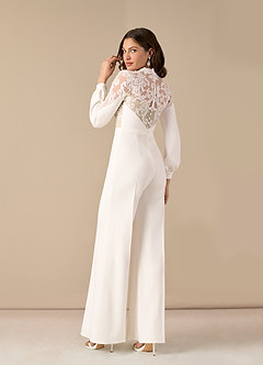 Azazie Cici Hochzeitskleider Hosenstile Hoher Ausschnitt Pailletten Stretch-Krepp Kleid Diamantweiß Nude image4