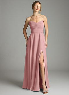 Azazie Ayla Abiti da Damigella Abito A-Line in Chiffon Scollo a Cuore Rosa Polverosa image5