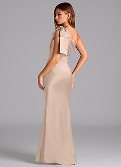 Azazie Yuanna Bridesmaid Dresses English Rose Mermaid One Shoulder Stretch Satin Dress image6