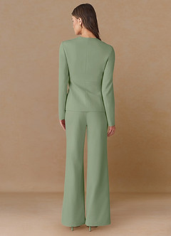 front Elara Staubiger Salbeigrün Maßgeschneiderter Blazer aus edlem Webmuster