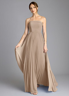 Azazie Mariana Bridesmaid Dresses Taupe A-Line Strapless Chiffon Dress image1