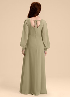 Azazie Bondi Junior Robe Trapèze en Mousseline de soie Blouson Vert Mousse image2