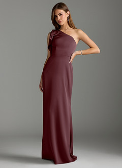 Azazie Rinna Bridesmaid Dresses Sangria Mermaid Ruched Stretch Satin Dress image4