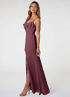Azazie Natalia Bridesmaid Dresses Sangria A-Line Chiffon Dress image3