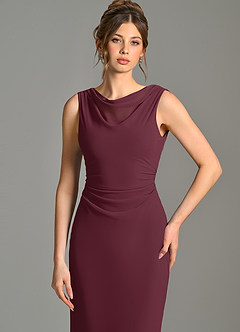 Azazie Kieryn Bridesmaid Dresses Cabernet Mermaid Pleated Chiffon Dress image6