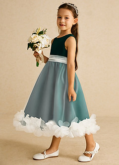 Azazie Stardust vestidos de niña de las flores Vestido de Pino de Organza de Corte En A con Sin mangas image3