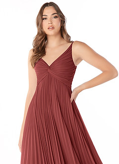 Azazie Raychelle Abiti da Damigella Abito A-Line in Chiffon con Scollo a V Terracotta image7