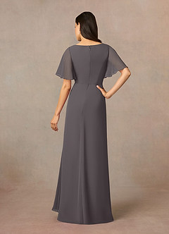 Azazie Rain Mother of the Bride Dresses Steel Grey Sheath Beaded Chiffon Dress image4