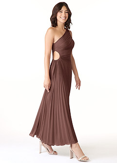 Azazie Kirra Jurken voor bruidsmeisjes Jurk van Chiffon met A-Lijn One-Shoulder Espresso image3