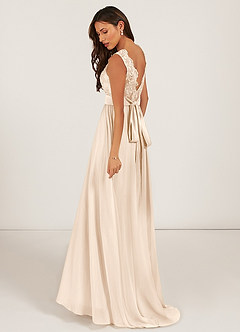 Azazie Gertrude Bridesmaid Dresses White Alabaster A-Line Lace Chiffon Dress image4