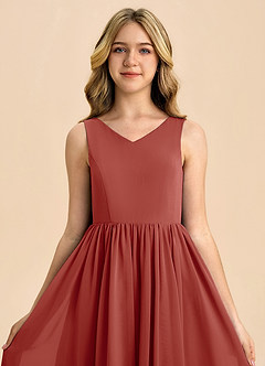 Azazie Hathaway Junior Terracotta A-Line Bow Chiffon Dress image6