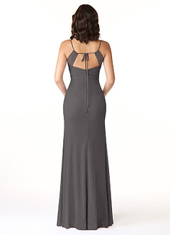 Azazie Reneya Bridesmaid Dresses Steel Grey Mermaid Bow Mesh Dress image2