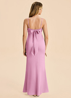 Azazie Mia Junior Robe Sirène en Satin extensible Plissé Rose Bonbon image2