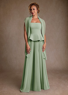 Azazie Josabeth Mère de la mariée Robes Robe Trapèze en Mousseline de soie Plissée Vert Sauge image4