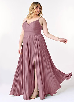 Azazie Vini Bridesmaid Dresses Vintage Mauve A-Line V-Neck Pleated Chiffon Dress image10
