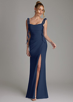 Azazie Jessamine 신부 들러리 드레스 인어 코르셋 쉬폰 바닥 길이 드레스 image4