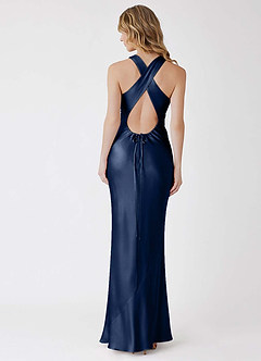Soleil Navy 100% Washable Silk Maxi Dress