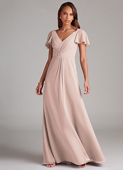 Azazie Soren Bridesmaid Dresses Rose Petal A-Line Ruched Chiffon Dress image3