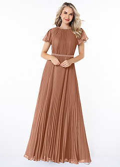 Azazie Kara Kjoler til hjemmeprøvning A-Line Plisseret Chiffon Gulv-længde Kjole image4