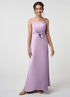 Azazie Anina Junior Robe Trapèze en Satin extensible Arc Frostiges Flieder image1