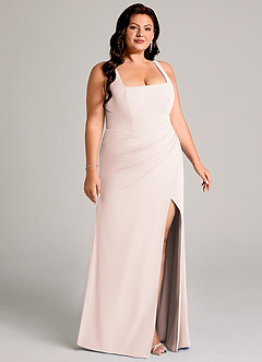 Azazie Mero Bridesmaid Dresses Rose Petal Sheath Pleated Chiffon Dress image13