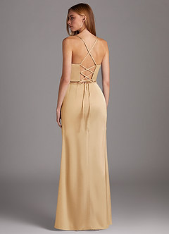 Azazie Brookelle Brautjungfernkleider Etui Herzchen Korsett Stretch-Satin Kleid Gold image3
