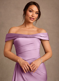 Azazie Beah 신부의 어머니 드레스 쉬스 오프 더 숄더 스트레치 새틴 플로어 길이 드레스 image6