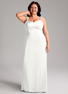 Azazie Denice Suknie dla druhen Osłona Pofałdowany Satyna elastyczna Do ziemi Sukienka image9