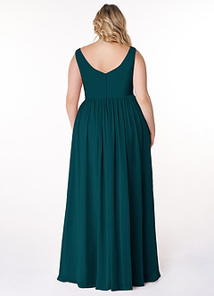 Azazie Keyla Bridesmaid Dresses Pine A-Line V-Neck Pleated Chiffon Dress image7