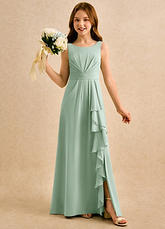 Azazie Chibi Girls Formal Flower Girl Dresses Agave A-Line Pleated Chiffon Dress image1