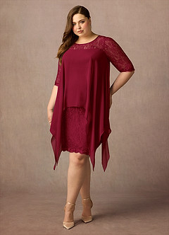 Azazie Flo Kleider für die Brautmutter A-Linie Spitze Chiffon Kleid Burgunderrot image6