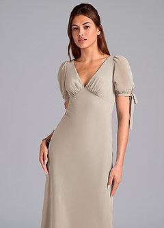 Azazie Pheby Bridesmaid Dresses Frost A-Line Pleated Chiffon Dress image2