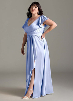 Azazie Omari Bridesmaid Dresses Ice A-Line Stretch Satin Dress image12