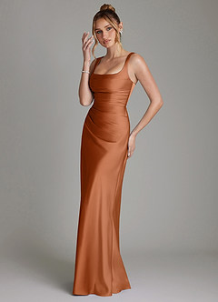 Azazie Agustina Bridesmaid Dresses Copper Mermaid Corset Stretch Satin Dress image5