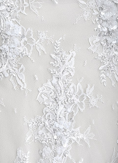 Azazie Harrah At-home Try On Dresses Diamond White Mermaid Off the Shoulder Lace Dress image5