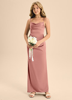 Azazie Mai Junior Rosette A-Line Sweetheart Neckline Stretch Satin Dress image4