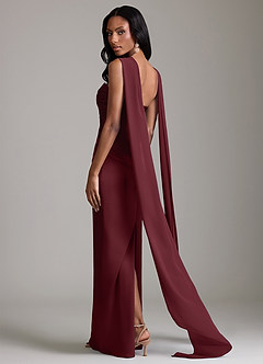 Azazie Sonora Vestidos de damas de honor Vestido de Cabernet de Satén Elástico de Corte Recto con Sin tirantes image2