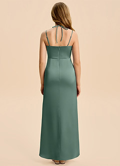 Azazie Nova Junior Eucalyptus A-Line Pleated Stretch Satin Dress image2