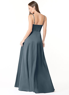 Azazie Halsey Bridesmaid Dresses Twilight Sheath Side Slit Stretch Satin Dress image2