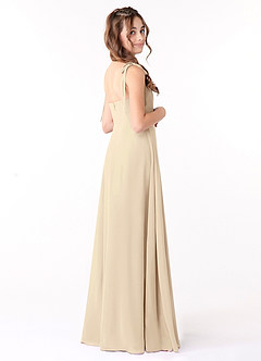 Azazie Rosey Junior Champagne A-Line Sweetheart Neckline Chiffon Dress image4