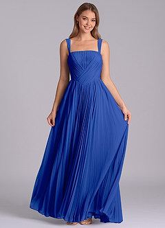 Azazie Mina Bridesmaid Dresses Royal Blue A-Line Pleated Chiffon Dress image4