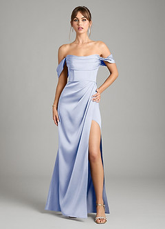 Azazie Johana Bridesmaid Dresses Ice Mermaid Off the Shoulder Stretch Satin Convertible Dress image1