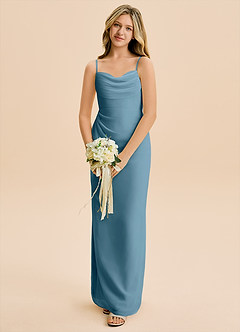 Azazie Mai Junior Vestido de Bermudas de Gasa de Corte Recto con Plisado image4