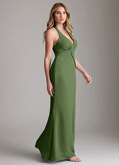 Azazie Valerie Bridesmaid Dresses Olive Mermaid Pleated Chiffon Dress image4