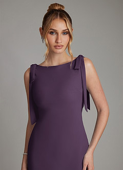 Azazie Luddie Bridesmaid Dresses Plum Mermaid Bow Chiffon Dress image3