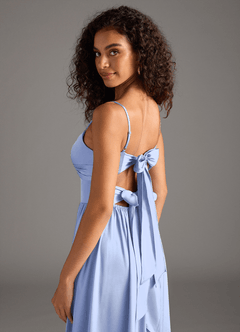 Azazie Zeya Bridesmaid Dresses Ice A-Line Pleated Stretch Satin Dress image5