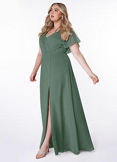 Azazie Rylee Brautjungfernkleider A-Linie Plissee Chiffon Kleid Eukalyptus image8
