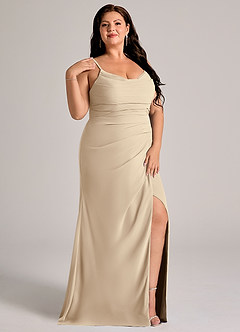 Azazie Deandra Bridesmaid Dresses Champagne Mermaid Pleated Chiffon Dress image11